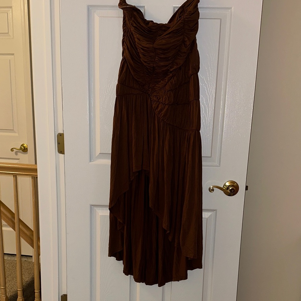 Anthropologie Brown High Low Dress